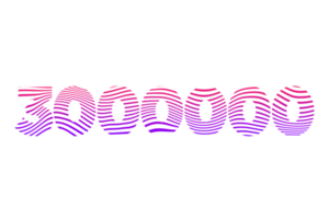 3000000 suscriptores celebracion saludo número con olas diseño png