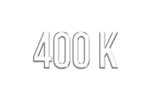 400 k subscribers celebration greeting Number with silver design png