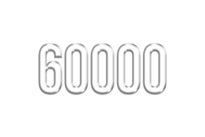 60000 subscribers celebration greeting Number with silver design png