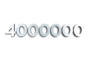 4000000 subscribers celebration greeting Number with steel design png