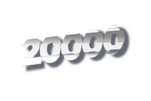 20000 prenumeranter firande hälsning siffra med skärande design png