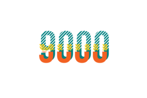 9000 subscribers celebration greeting Number with strips design png