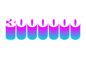 3000000 iscritti celebrazione saluto numero con Multi colore design png