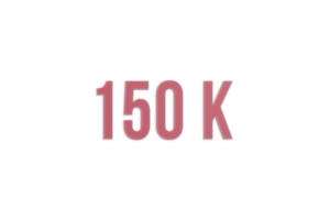 150 k subscribers celebration greeting Number with paper design png