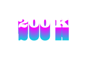 200 k subscribers celebration greeting Number with multi color design png