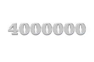 4000000 subscribers celebration greeting Number with glass design png