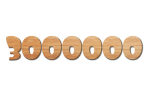 3000000 subscribers celebration greeting Number with wood design png