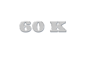 60 k subscribers celebration greeting Number with glass design png