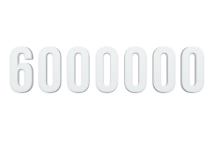 6000000 subscribers celebration greeting Number with minimal design png