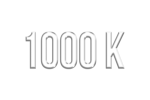 1000 k subscribers celebration greeting Number with silver design png