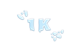 1 k subscribers celebration greeting Number with water design png