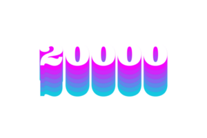 20000 subscribers celebration greeting Number with multi color design png