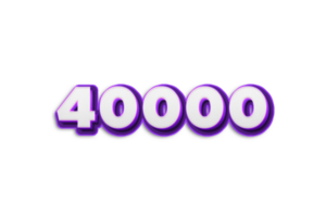 40000 subscribers celebration greeting Number with purple 3d design png