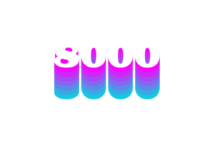 8000 subscribers celebration greeting Number with multi color design png