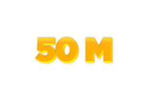 50 million subscribers celebration greeting Number with yellow design png