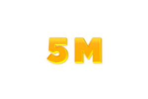 5 million subscribers celebration greeting Number with yellow design png