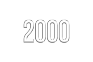 2000 subscribers celebration greeting Number with silver design png