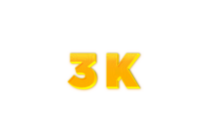 3 K iscritti celebrazione saluto numero con giallo design png