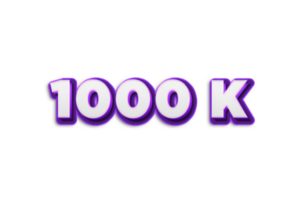 1000 k subscribers celebration greeting Number with purple 3d design png