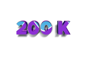 200 k subscribers celebration greeting Number with blue purple design png