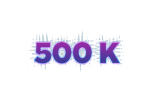 500 k abonnees viering groet aantal met Purper gloeiend ontwerp png