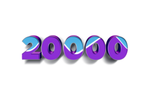 20000 subscribers celebration greeting Number with blue purple design png