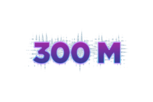 300 million subscribers celebration greeting Number with purple design png