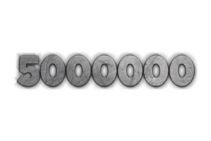 5000000 subscribers celebration greeting Number with concrete design png