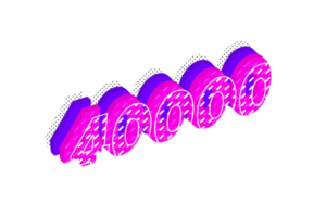 40000 subscribers celebration greeting Number with multi layer design png