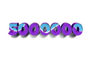 5000000 subscribers celebration greeting Number with blue purple design png