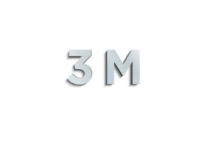 3 million subscribers celebration greeting Number with steel design png