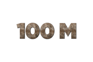 100 million subscribers celebration greeting Number with old walnut wood design png