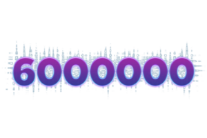 6000000 iscritti celebrazione saluto numero con viola raggiante design png