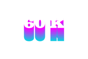 60 k subscribers celebration greeting Number with multi color design png