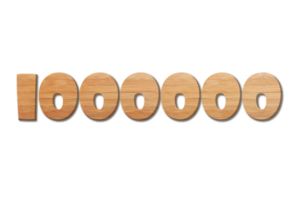 1000000 subscribers celebration greeting Number with wood design png