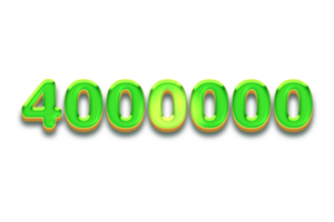 4000000 subscribers celebration greeting Number with candy design png