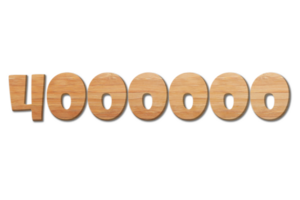 4000000 subscribers celebration greeting Number with wood design png