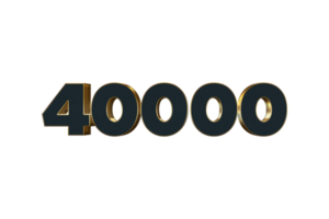 40000 subscribers celebration greeting Number with luxury design png