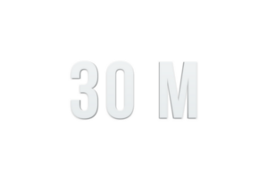 30 million subscribers celebration greeting Number with minimal design png