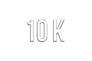 10 k subscribers celebration greeting Number with silver design png