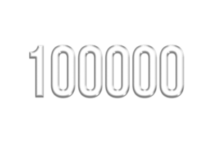 100000 suscriptores celebracion saludo número con plata diseño png