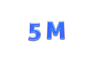 5 million subscribers celebration greeting Number with blue glosse design png
