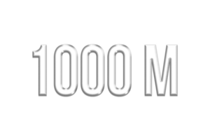 1000 million subscribers celebration greeting Number with silver design png