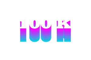 100 k subscribers celebration greeting Number with multi layers design png