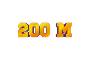 200 million subscribers celebration greeting Number with 3d design png