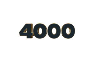 4000 subscribers celebration greeting Number with luxury design png