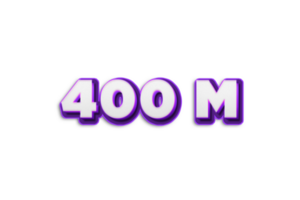 400 millón suscriptores celebracion saludo número con púrpura 3d diseño png