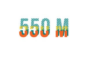 550 million subscribers celebration greeting Number with strips design png