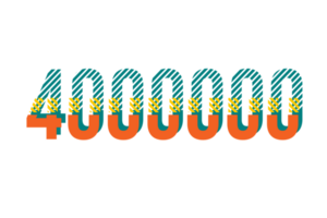4000000 subscribers celebration greeting Number with strips design png