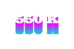 550 k subscribers celebration greeting Number with multi color design png